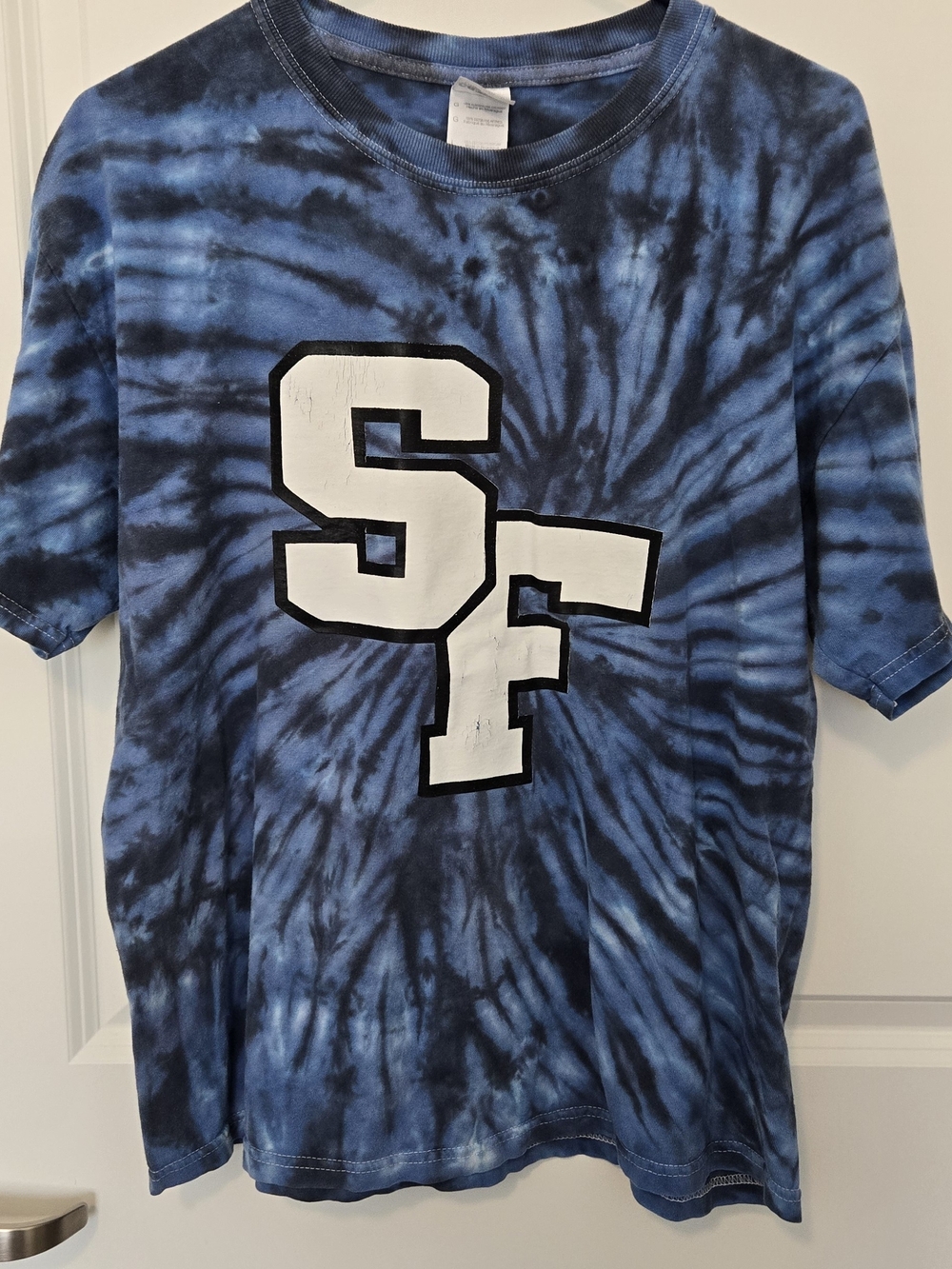 Mens Large Blue Tie-Dye Short Sleeve Gliden Y2k Grt.cond.grapic